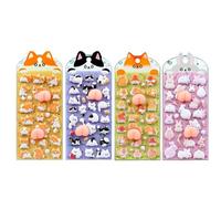 Mini Pegatinas Animales - Lindos Minúsculos 3D | Pegatina Artesanal De Dibujos Animados - Conjunto De 4 Piezas De PVC 165G Pegatinas Ligeras Altas Para Teléfonos, Computadoras Portátiles, Tass