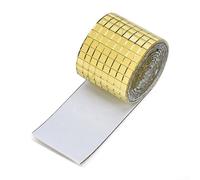 Mini pegatinas de ladrillo de vidrio con respaldo automático, azulejos cuadrados de 5 mm, diseñadas para uso decorativo para añadir reflejo de luz y profundidad espacial (dorado)