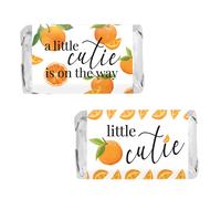 Mini pegatinas para barra de dulces, color naranja, para baby shower, Little Cutie, 42 envoltorios, A Little Cutie estα en camino, decoraciones p