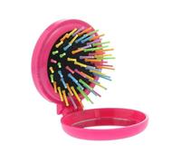 Mini peine redondo plegable para mujer, color rosa, con espejo, compacto, de viaje, cepillo de pelo, decoración de caramelo, bolsa de aire, cepillo para el pelo, herramientas de peinado,