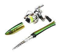 Mini Pen Fishingrod- Portable Telescopic Pocket Design, Lightweight rodSet | Foldable FishingPole and Reel Combo for Travel Fishing, Ice Fishing, River, Lake, Sea Use