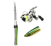 Mini Pen Fishingrod- Portable Telescopic Pocket Design, Lightweight rodSet | Foldable FishingPole and Reel Combo for Travel Fishing, Ice Fishing, River, Lake, Sea Use