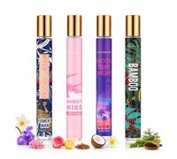 Mini perfume para salir 4 Piezas, Set de 4 Aguas de Tocador 35 ml, Fragancias Floral, Frutal, Fougère Verde y Amaderada, Perfume viaje, Frascos Portátiles de Vidrio, Perfume para uso diario