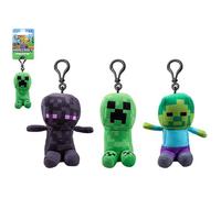 Mini personaje de peluche de Minecraft con clip, 13 cm, 1 pieza (3 surtidos: Zombie Steve, Creeper, Enderman) - Juguete de peluche con características detalladas