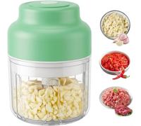 Mini picador de ajo eléctrico 2026, mini picador de verduras portátil con carga USB, procesador de alimentos inalámbrico, juego de mini picador de ajo eléctrico mejorado (verde, 350 ml)