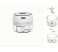Mini picador de alimentos, triturador eléctrico de ajos, carga USB, molinillo eléctrico de verduras, operación con una sola mano, fácil de limpiar (blanco, 100 ml y 250 ml)