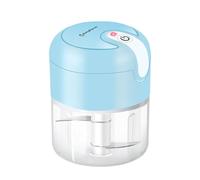 Mini picador eléctrico de alimentos, Recargable USB Type-C, Capacidad 250 ml, 2 Cuchillas Acero Inoxidable, Batería recargable, utilizado para cebolla, ajo, carne, vegetal, puré alimentos (Azul)