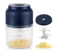 Mini Picadora de Ajo Eléctrica 400ml, Cortador de Verduras Sin Cable USB