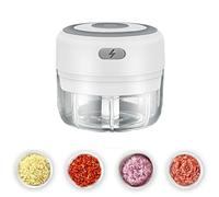 Mini picadora de ajo eléctrica, mini picadora de verduras 100ML Carga USB Mini fabricante de alimentos para bebés Prensas Trituradora Picadora de cocina Picadora de carne Herramientas (Blanco)