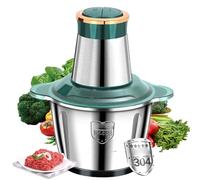 Mini picadora eléctrica con cuenco de acero inoxidable 2L, 2 velocidades, picadora de carne de 250 W con 4 cuchillas desmontables versátiles para picar carne, cebolla, hierbas, fruta seca rápida y sin