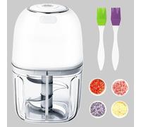 Mini Picadora Electrica de Alimentos Sin Cable, 350ML USB C Recargable Prensa Picador de Ajo, Cortador de Verduras, Procesador de Cebolla Pequeño para Pimienta Chili Carne Especias,Blanca