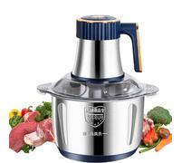 Mini picadora eléctrica de carne, procesador de alimentos de 500 W, picadora de verduras y carne con recipiente de acero inoxidable de 5 l y 6 cuchillas para frutas y verduras