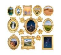 Mini Picture Frames - Decorative Doll House Accessories, Small Gold Frames with Ornate Victorian Scrollwork, 1:12 Scale Miniature Display, Tiny Tabletop Frame for Boy Girl and Youth