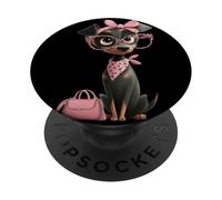 Mini Pinscher Puppy Pink Leopard Gafas Glam Graphic Trippy PopSockets PopGrip Adhesivo