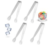 Mini Pinzas de Azúcar, 4 Unidades, Metal para Cocina, Acero Inoxidable, 11 cm, para Helado, Ensalada, Tostadora, Postres