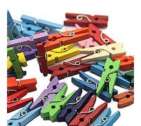 Mini pinzas de madera - 100 mini clavijas multicolor para sujetar pinzas de papel fotográfico de madera profesional