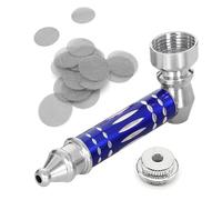 Mini Pipa de Tabaco para Fumar en Azul, Pipa para Fumar Tabaco Desmontable con 20 Filtros de Pantalla de Acero Inoxidable, Portátil Pipa de Bolsillo Como Regalo para Padre Abuelo