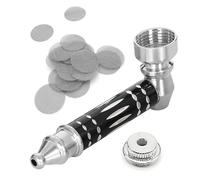 Mini Pipa de Tabaco para Fumar en Negro, Pipa para Fumar Tabaco Desmontable con 20 Filtros de Pantalla de Acero Inoxidable, Portátil Pipa de Bolsillo Como Regalo para Padre Abuelo