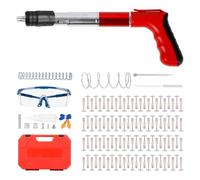 Mini pistola de clavos manual de acero, clavadora de hormigón de 5 engranajes con 100 clavos redondos, kit de pistola de clavos portátil para techo, cemento, pared, alambre, accesorio ocultador
