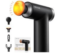 Mini pistola de masaje con calor,Pistola de masaje de tejido profundo NEVVUE con 9 velocidades y 4 cabezas,Pistola de masaje de músculo de percusión,Negro