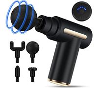 Mini Pistola de Masaje Muscular, Uplayteck Masajeador Muscular Portátil 35DB Ultra Silencioso con 6 Velocidades, 4 Cabezales de Masaje, Masajeador de Mano para Relajar Los Músculos Aliviar el Dolor