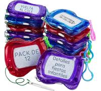 Mini pizarra magnética blanca(Paquete de 12)borrables con clips para niños | Un llavero o mochila, para dibujar, garabatear y regalar en fiestas infantiles, como detalle de fiesta, recompensa en el aula