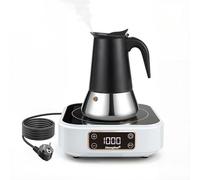 Mini placa de inducción con cafetera moka, placa de inducción de 1000 W de 1 zona, placa de inducción con 7 niveles de potencia, placa eléctrica de inducción para autocaravanas y camping AJ350 (18F)