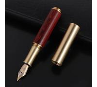 Mini pluma estilográfica de madera de bolsillo vintage de latón, mini bolígrafo de caligrafía de madera de bolsillo con punta fina para estudiantes (C)