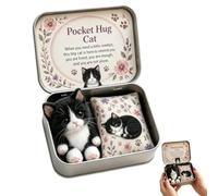 Mini Plush Cat in Box, Your Furry Little Encourager, Hugs Positive Stuffed Animal Huggable with Positive Card Cute Emotional Support Inspirational Gift Doll,Pocket Hug Plush Keepsake Tin