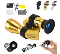 Mini Pocket Binoculars (1000x20): Pocket-Large + Smartphone Clip, High Powered Compact Pocket Binoculars with Easy Focus, for Hiking Bird Watching Concerts Sports Event (Basic,Gold)