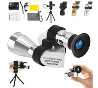 Mini Pocket Binoculars (1000x20): Pocket-Large + Smartphone Clip, High Powered Compact Pocket Binoculars with Easy Focus, for Hiking Bird Watching Concerts Sports Event (Basic+Clip+Tripod,Silver)