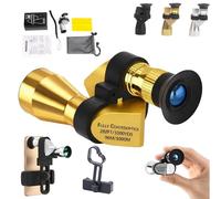 Mini Pocket Binoculars (1000x20): Pocket-Large + Smartphone Clip, High Powered Compact Pocket Binoculars with Easy Focus, for Hiking Bird Watching Concerts Sports Event (Basic+Clip,Gold)