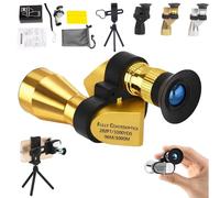 Mini Pocket Binoculars (1000x20): Pocket-Large + Smartphone Clip, High Powered Compact Pocket Binoculars with Easy Focus, for Hiking Bird Watching Concerts Sports Event (Basic+Clip+Tripod,Gold)