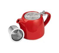 Mini Porcelain Tea Pot with Ceramic Infuser and Lid Designed for Solo or Duo Brewing 550ml Capacity Red