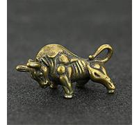 Mini portátil Retro Latón Wall Street Bull Estatua Llavero Adorno Escultura Escritorio de Oficina en casa Adorno Decorativo Juguete de Mano Regalo