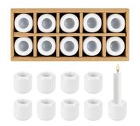 Mini portavelas con 1,8 cm de diámetro, candelabro de cerámica, 10 unidades portavelas de varilla, portavelas de cerámica blanca para ceremonias de altar, iluminación de velas, decoración de