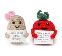 Mini Positive Potato,RoadLoo 2 Unidades Pocket Hug Positive Potato Knitted Potato Set Creative Knitted Wool Potato Tomate de Patata Punto Regalo Ideal para Familiares Amigos y Niños Cumpleaños Fiesta