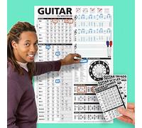 Mini póster creativo de guitarra de 24 x 36 pulgadas + acordes de guitarra, escalas y tríadas, hoja de trucos de bolsillo, 3 unidades Best Music Stuff