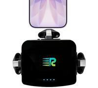 Mini Powerbank, 3200 mAh cargador portátil con conectores Lightning/Micro-USB/USB-C integrados, batería externa 3 en 1 compatible con iPhone 17/16/15/14/13/12/11/XS/XR/8/7/6, etc. (Negro)