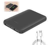Mini PowerBank: 5000 mAh Slim Power Bank con 2 salidas y 2 entradas, carga rápida USB C batería externa, pequeña batería portátil para teléfono móvil, cargador para iPhone, Huawei Xiaomi, color negro