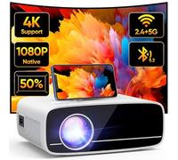 Mini Proyector 4K Compatible, AKATUO 15000L Nativo 1080P 5G WiFi Bluetooth Proyector Portatil con 50% de Zoom, Videoproyector Cine en Casa Compatible con Smartphone/HDMI/USB/Laptop/Fire TV Stick