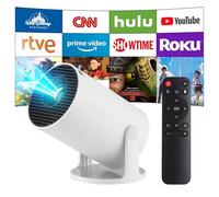 Mini proyector 4K Smart Home Cinema con Android 11, 2.4/5G Dual WiFi6, Bluetooth 5.4, corrección trapezoidal automática, 180 grados, pantalla 130 pulgadas para Phone/PC/Lap (Blanco)