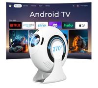 Mini proyector con WiFi 6 y Bluetooth 5.4, proyector portátil 4K compatible con 720P 200 ANSI Full HD, piedra clave automática, proyector de cine en casa inteligente giratorio de 270 ° para teléfono