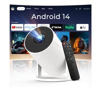 Mini Proyector con WiFi y Bluetooth Integrado, Android 14, Soporte 4K, Proyector Portátil, Rotación de 180°, Actualización HY300pro+, para Uso Doméstico y Exterior LYNCAST OptiBarrel 500
