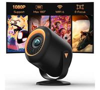 Mini proyector con wifi y Bluetooth, proyector portátil nativo 1080P, soporte 4K con soporte ajustable de 180°, pantalla de hasta 180 pulgadas, altavoz integrado