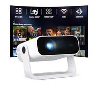 Mini proyector inteligente con WiFi y Bluetooth, 350 ANSI 1080P HD, soporte giratorio de 360°, soporte 4K y más de 10000 aplicaciones integradas, proyector portátil de películas en casa