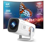 Mini proyector inteligente LUXVYN V1 proyector portátil con WiFi y Bluetooth 200 ANSI 4K, compatible con resolución FHD, proyector de video de corrección Keystone, soporte giratorio de 180° para