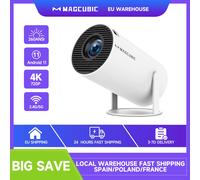 Mini proyector Magcubic compatible con 4K 720P con banda dual WIFI6 5G inalámbrico Android 11 260 ANSI 180 ° Vídeo giratorio HY300 Pro HY300-White
