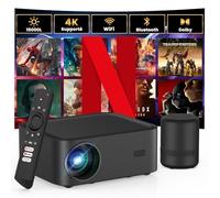 Mini Proyector【Netflix Oficial/Dolby Audio】con Altavoz BT, 15000L Projector Portatil 4K Soporte WiFi Bluetooth, Cine 1080P Full HD para Android/iOS/PS5