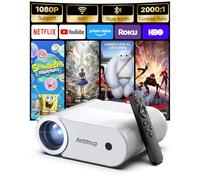 Mini Proyector Portatil, 1080P Proyector Android con WiFi y Bluetooth de Cine para Teléfono, Exterior Cine Jardin para Movil con 200” para iPhone/HDMI/USB/TV Stick